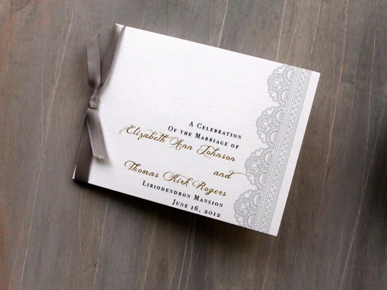 Ruffled Romance - Small Wedding Ceremony Booklets With Ribbon - Purchase to Start the Ordering Process