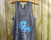 Birds and Moon Tank Top, Workout Tank, Summer Tank, S,M,L,XL