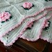 Vintage Crocheted Baby Afghans Blankets, Crocheted Rose Blanket, Pink Flower Blanket