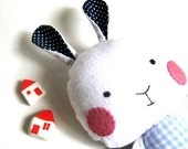 Bunny rabbit stuffed bunny soft toy rag doll bunny stuffed toy stuffed rabbit softie navy blue white 31 cm 12"