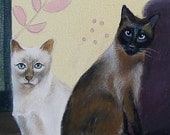 Domestic cats animal acrylic painting, cat print, cat wall art room decor, still life wall art decoration 10x10 inch