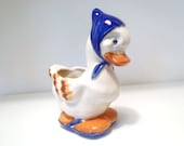 Vintage 1950s Ceramic Duck Planter Sweet Cute Funny Duck Pottery Made in Japan Hand Painted