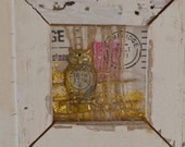 Original Collage in handmade reclaimed wood frame