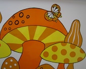 Retro 70's Mushroom Plastic Serving TV Trays - Set of 4
