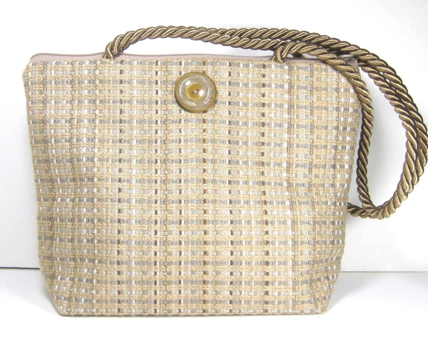 Beige-Light Brown Upholstery Weave, Makena Purse