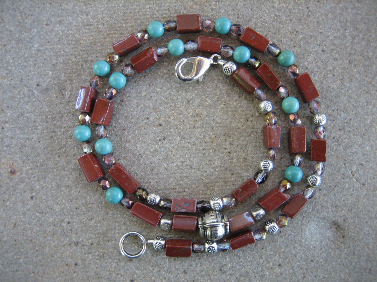 TRIBAL MENS NECKLACE gemstones ethnic jewelry Summer Boho Chic free ship