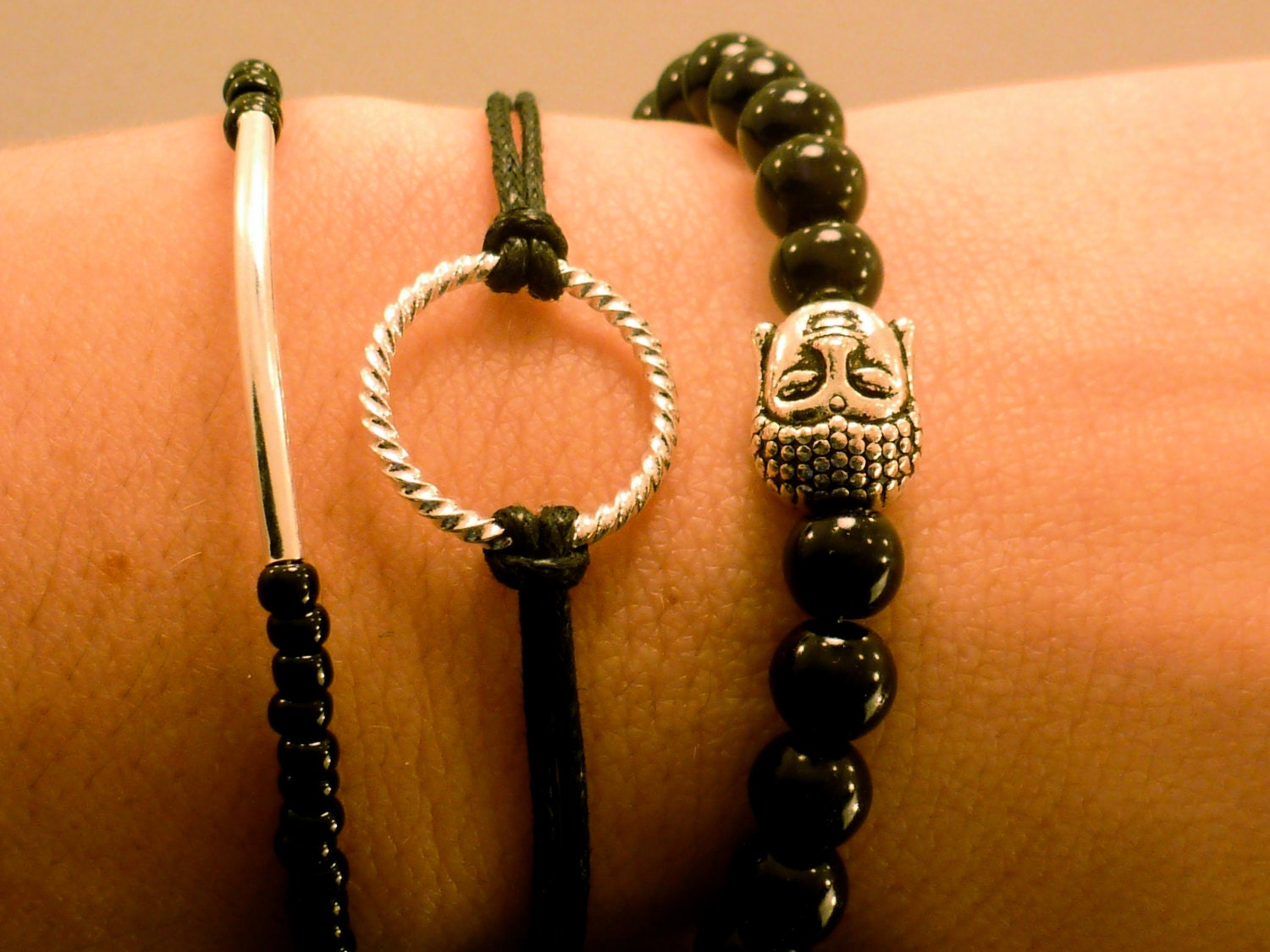 Buddha Bracelet Stack: Set of Three Stackable Bracelets, Buddha, Seed Bead, Multi Bracelets, Stacking