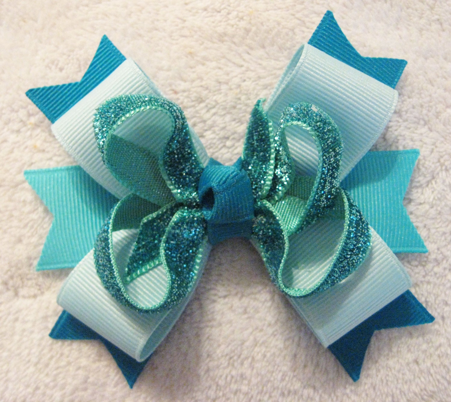 M2M Gymboree Aqua Summer Multi Layer Boutique Bow