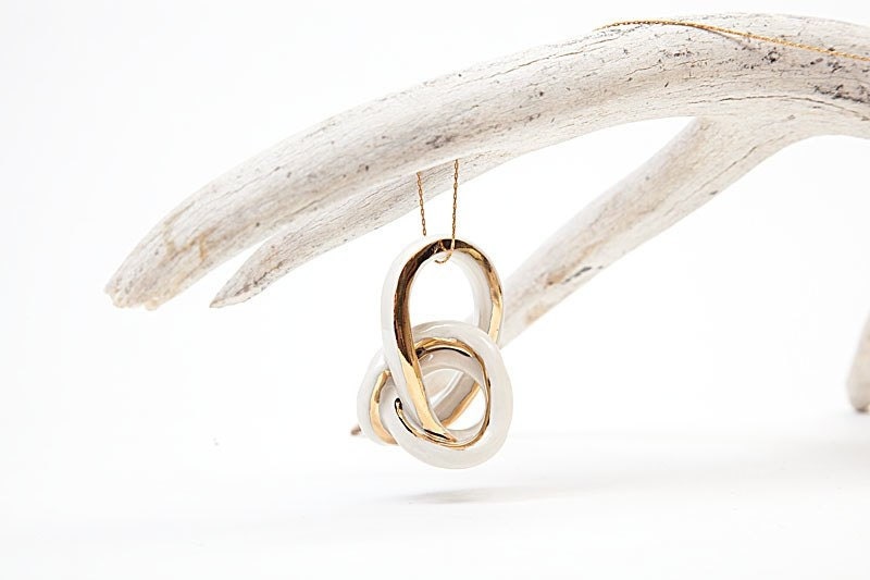 Porcelain Gold Knot Pendant