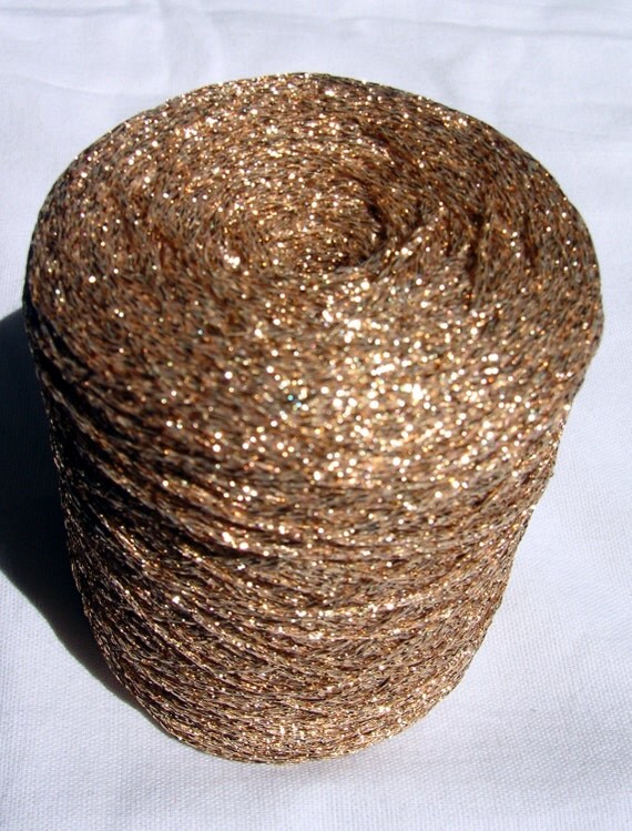 Glitter Lurex Yarn Shine sparkle yarn gold color by HandyFamily