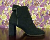 Vtg 80s Minimilist Grey Felt Ankle Boots Sz 6.5