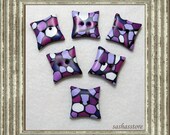 Set Of Six Polymer Clay Buttons - Square - Colourful