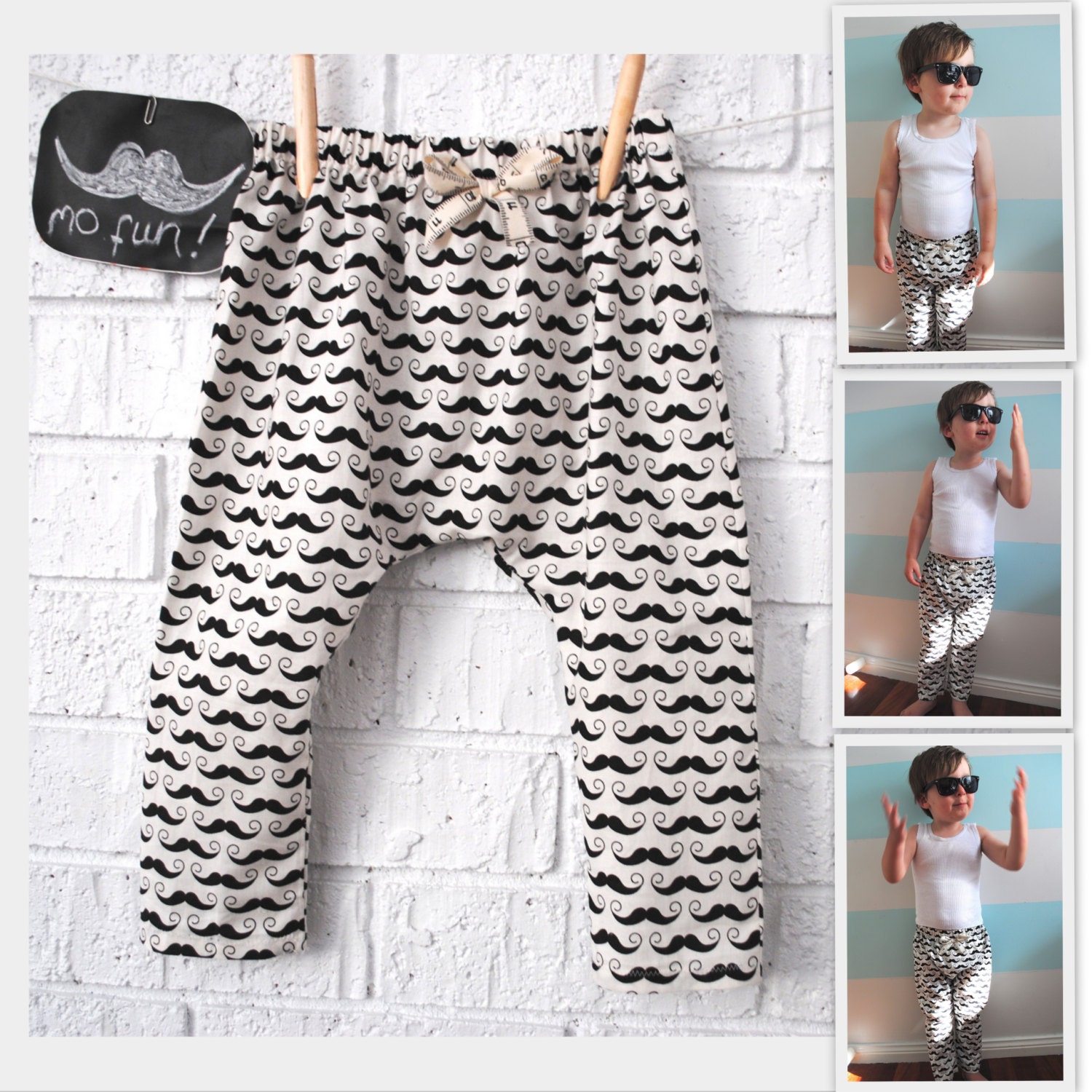 Toddler Boy Mustache Harem Pants