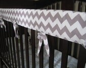 Crib Teething Rail Padded Front Cover with Fabric Ties 51 inches - Made in fabric of your choice