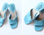 Vintage Size 6 Women's blue slip on wedge heels