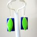 Enamel Earrings Lime Green Leaves Royal Blue Earring