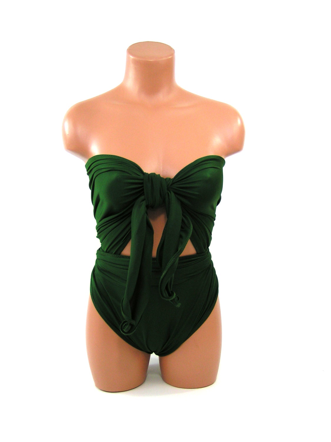 Large Bathing Suit Wrap Around Swimsuit Hunter Green Resort Wear Plus Size