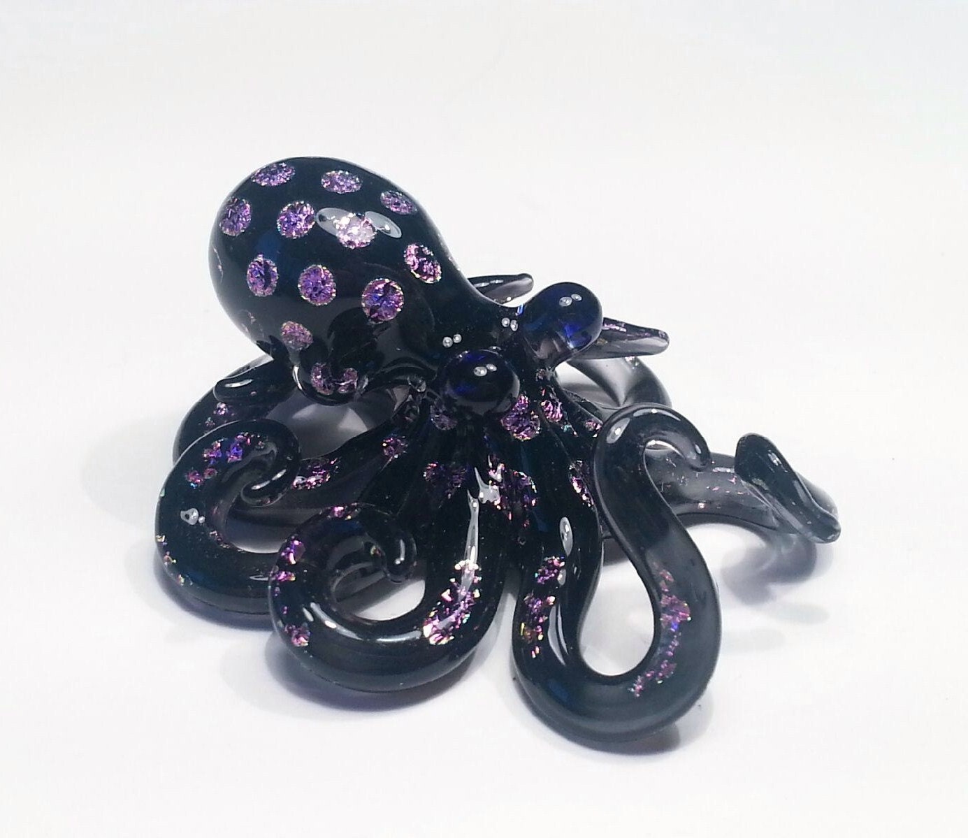 Black Spotted Dichroic Octopus pendant