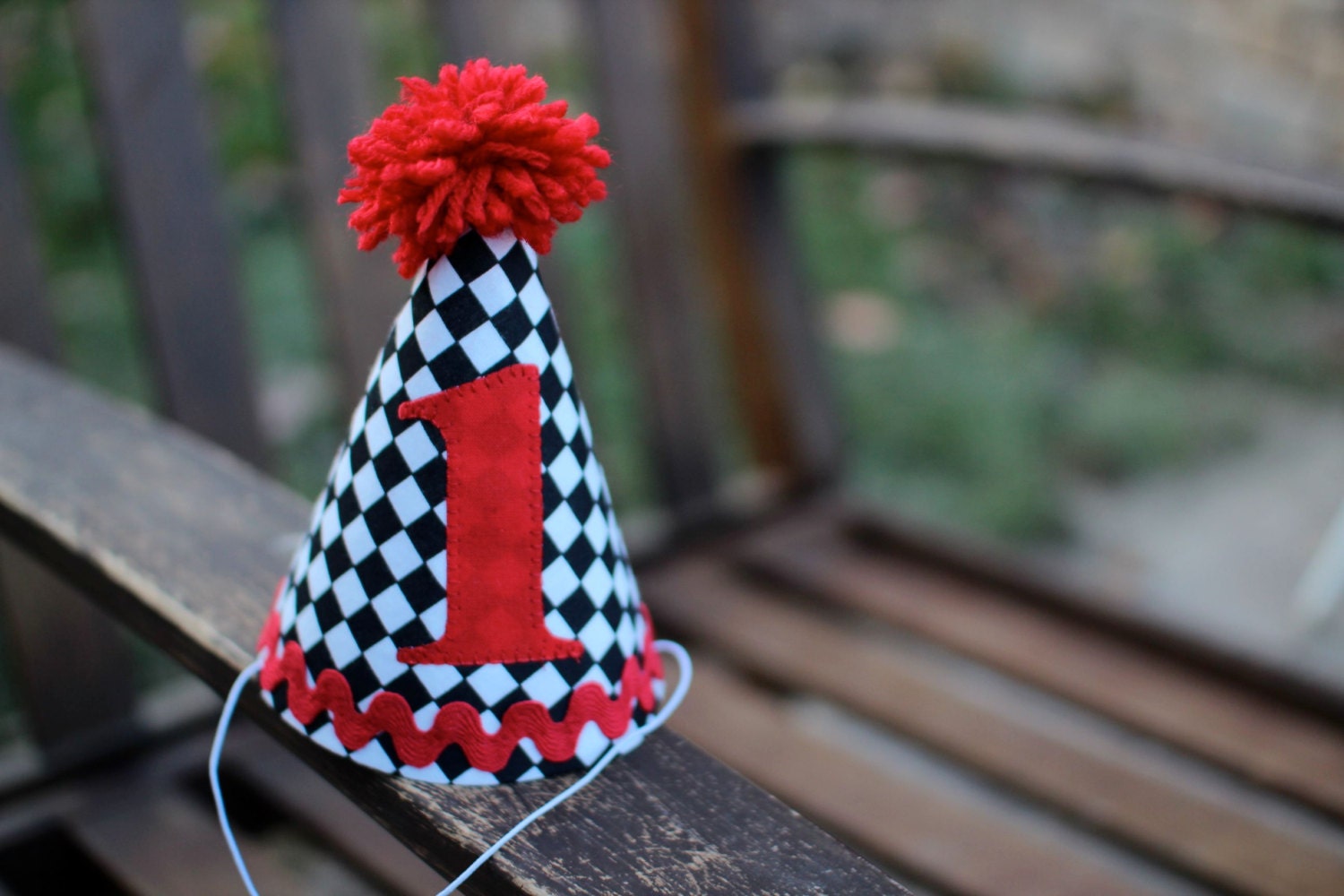 Custom Birthday Hat First Birthday Party Race Car Nascar Black White and Red 1st Birthday Outfit Toddler Baby Boy or Girl