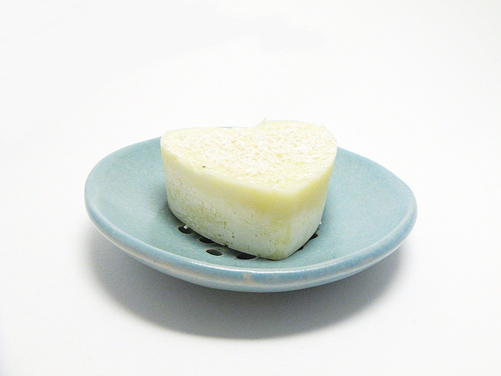 Soap Dish Ceramic Stoneware Turquoise with Holes for Natural Soap
