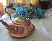 Small Copper and Brass Teapot Delft Blue Handle