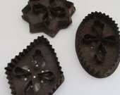 Cookie Molds-Set of 3 Vintage Cookie Molds--Soldered, Fluted Cookie Molds--early 1900s