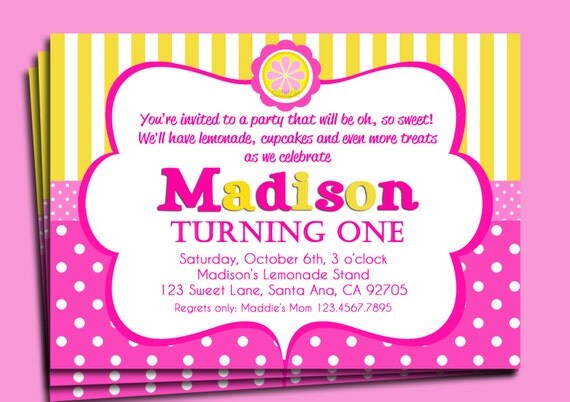Pink Lemonade Invitation Printable - Customized for Your Party, Birthday, Baby Shower, etc. Il_570xn