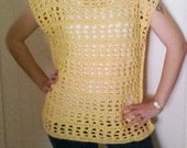 Summer Cover-Up Tunic Top - Soft Yellow - Size M-L - READY to Ship - I offer LAYAWAY