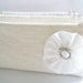 Wedding Bridal / Bridesmaids Clutch with Ivory Flower Brooch, Champagne Cosmetic Bag, Personalized Gift