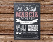 Custom Printable Chalkboard Girl Baby Shower Invitation Il_170x135