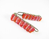 Vintage Pink Orange Seed Bead Hair Clip - Set of Two - Èpingle à Cheveux. Vintage Jewelry by My Chouchou.