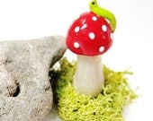 Little Toadstool with Inch Worm,  Great for planters or terrariums