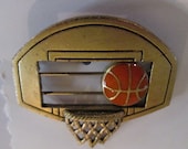 Vintage Basketball Pin / Moving Basketball Brooch / Retro Sports Pin Rare