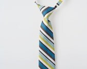 Boys Tie - Blue and Green Stripes - Childs Necktie