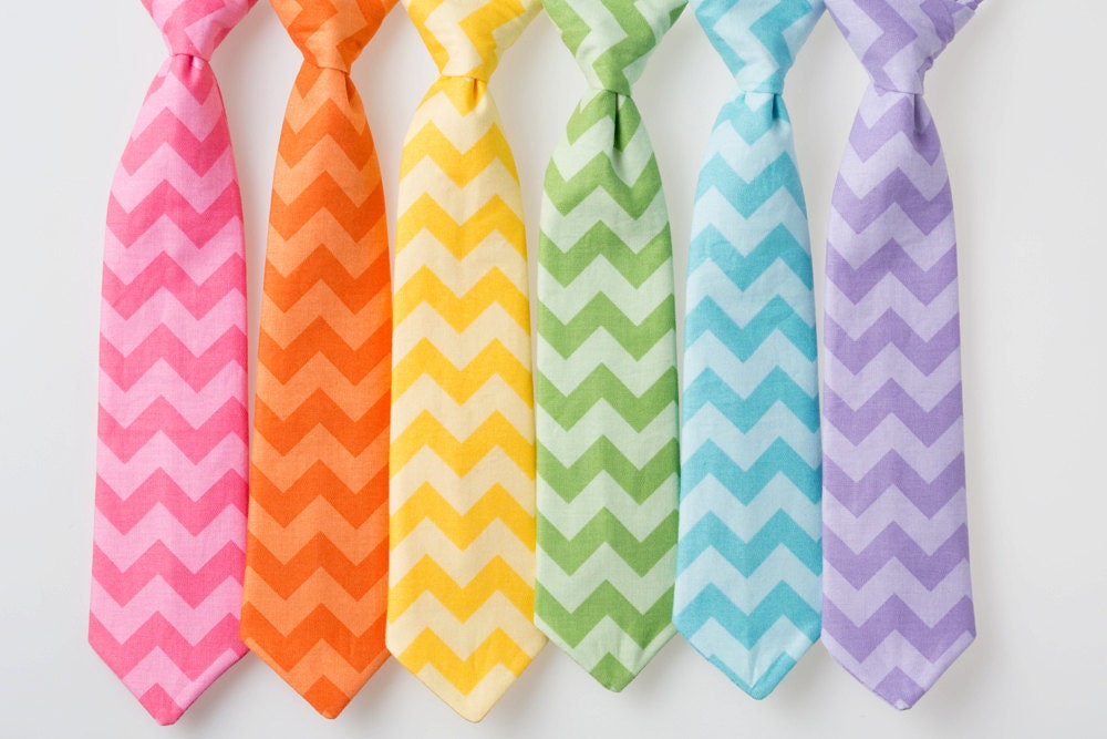 Boys Easter Ties - Tone on Tone Chevron - Pink, Orange, Yellow, Green, Blue, or Purple - Choose One