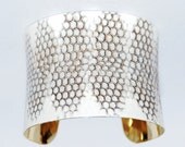White Snakeskin Bracelet- Cuff Bracelet, Metal Cuff