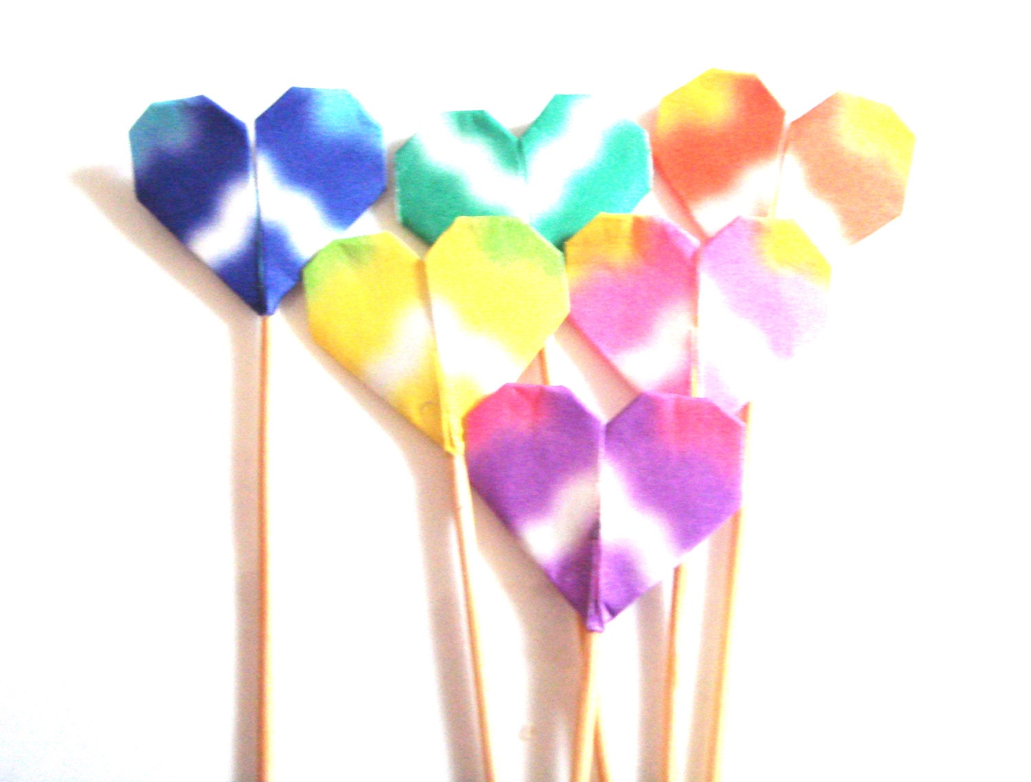 24 Origami Heart Cupcake Toppers