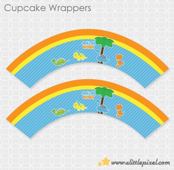 Dinosaur Theme Party Cupcake Wrappers - Personalized Printable Il_570xn