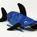 Shark Pencil Bag by MinneBites / Handmade Pencil Case - Toy Bag - Boys Gift - Tie Dyed Blue - Fish Bag - Kids Art Storage, ready to ship