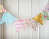 Shabby Chic Fabric Banners, Bunting, Garland, Wedding Bunting, Pennants, Flags - 3 yards (3rd version)