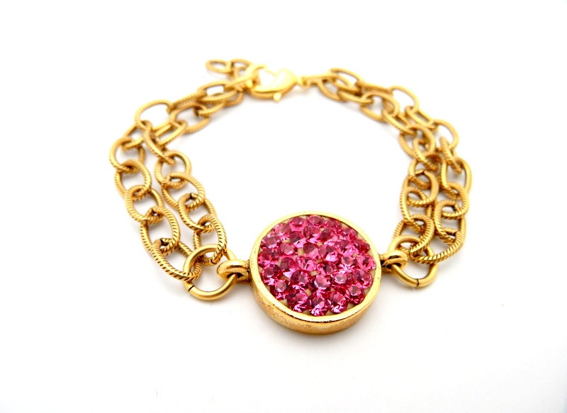October Birthstone Jewelry, Birthstone Bracelet, Gold Bracelet, Charm Bracelet, Swarovski Crystals, Chunky Bracelet, Chain Bracelet, Custom
