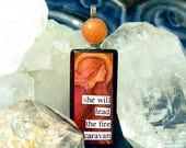 She Will Lead the Fire Caravan -- A Crystal Magick Glamourkin Pendant