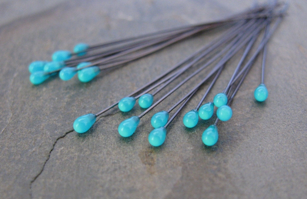 Glow in the Dark 2" Head Pins Turquoise Glow JellyPins qty 6