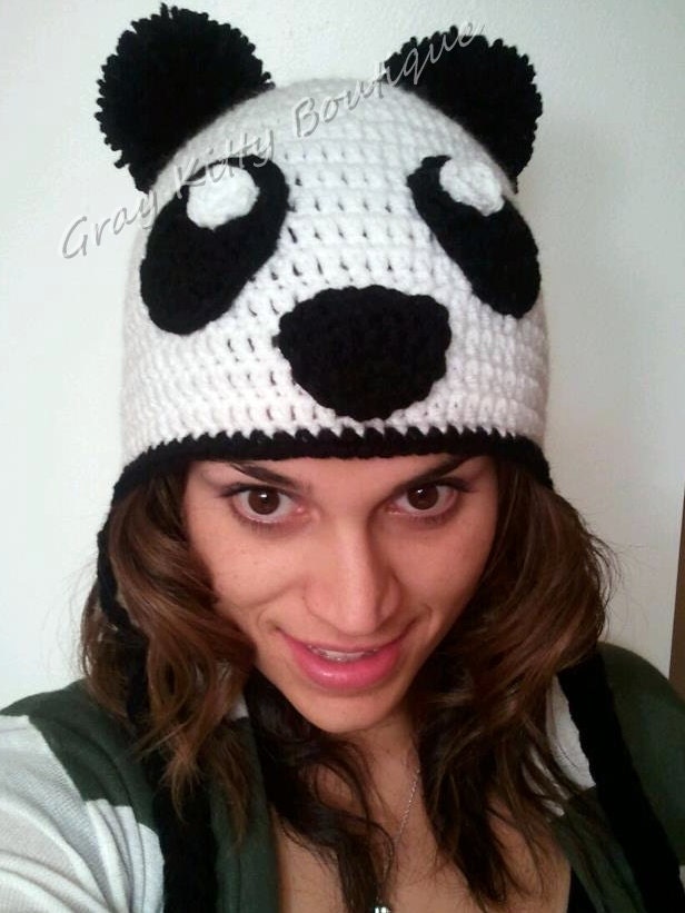 Panda Bear Hat  - Sizes 0-3 Months thru 3 Years - Great Photo Prop