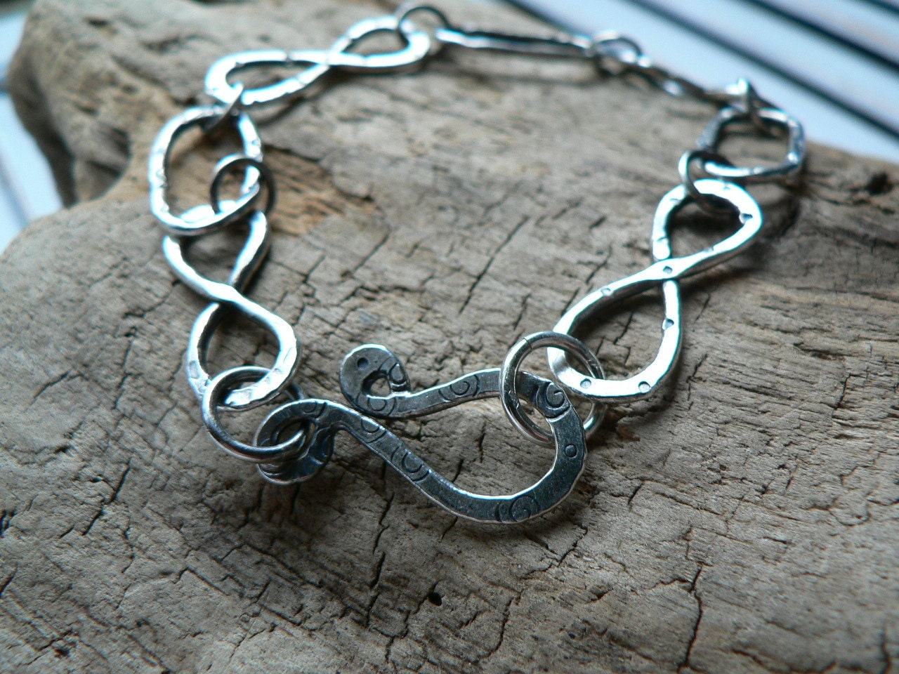 Infinity - Fine Silver Stamped Link Bracelet