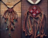 Free shipping US, boho style ecofriendly beaded leather fringe necklace,hippie,boho,southwest
