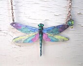 Pastel Dragonfly Necklace Insect Jewelry Spring Summer Trend Woodland