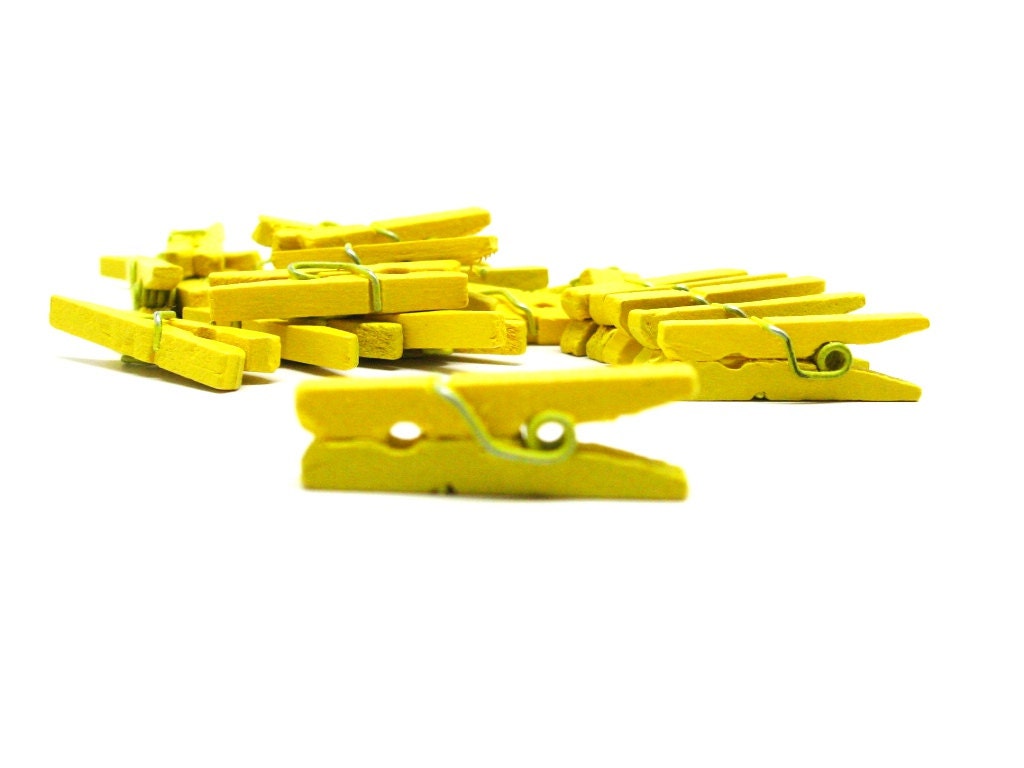 Yellow Mini Clothespin - Set of 25