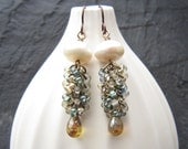 Pearl earrings,Beaded  earrings, bronze  earrings