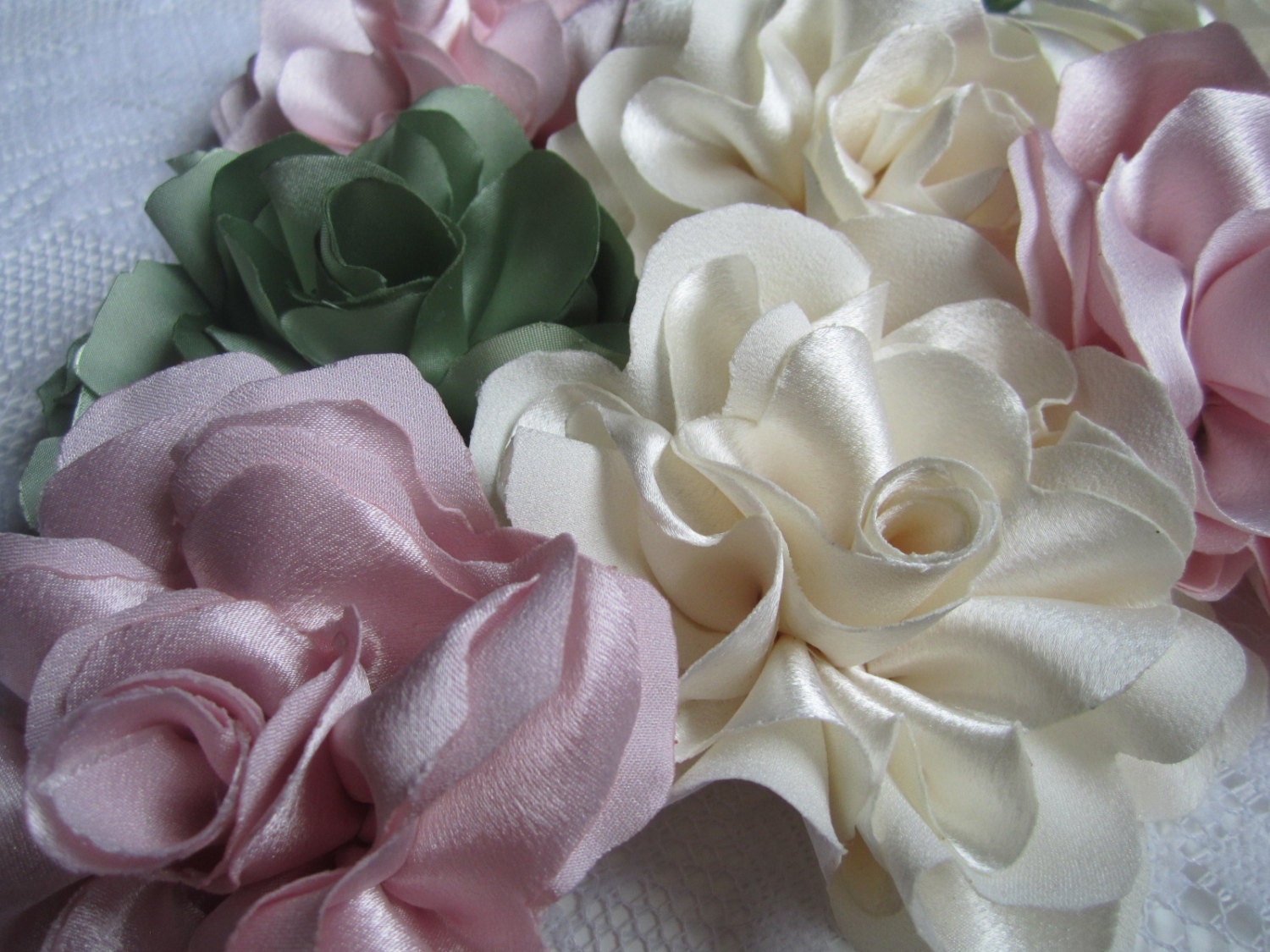 June sale Large couture 5 inch satin hair rose flower couture fabric flower hair sash decor handmade satin rose
